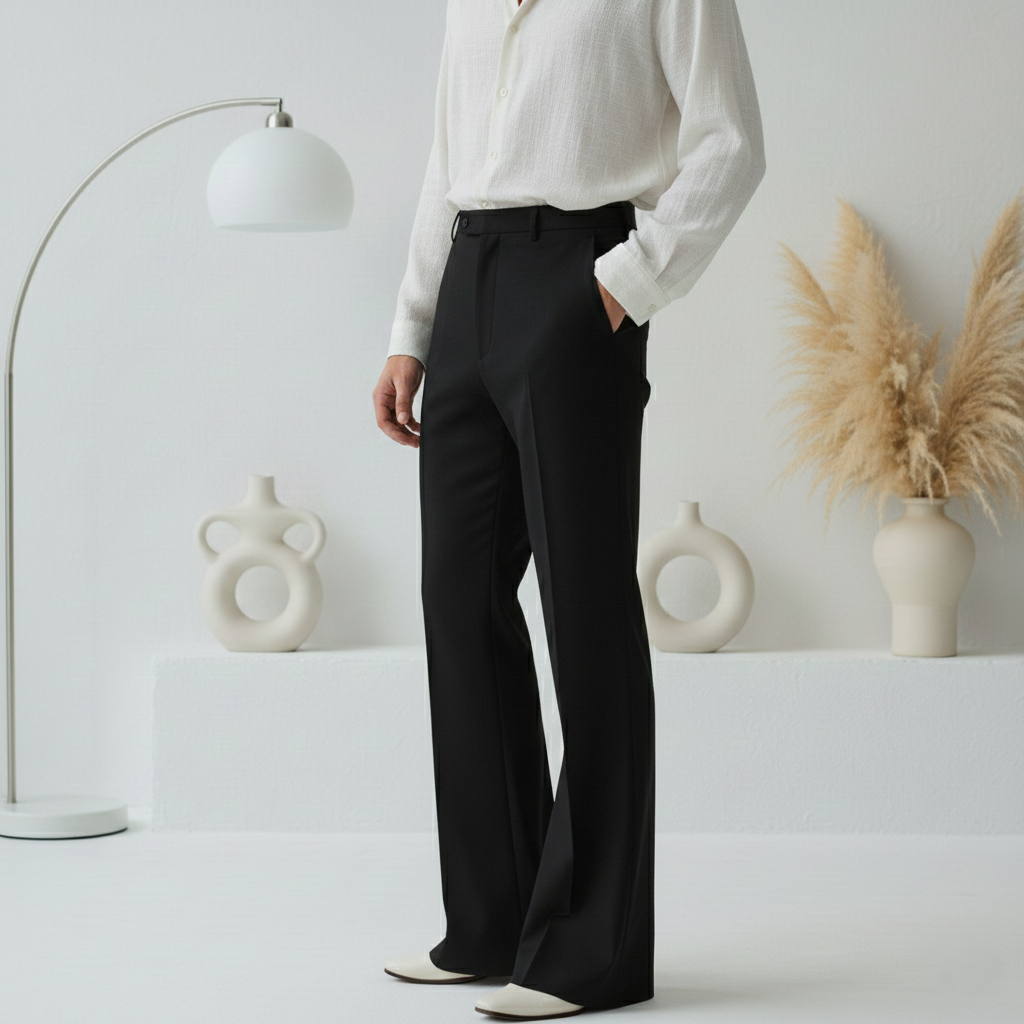 Men's Formal Black Bell Bottom Pant
