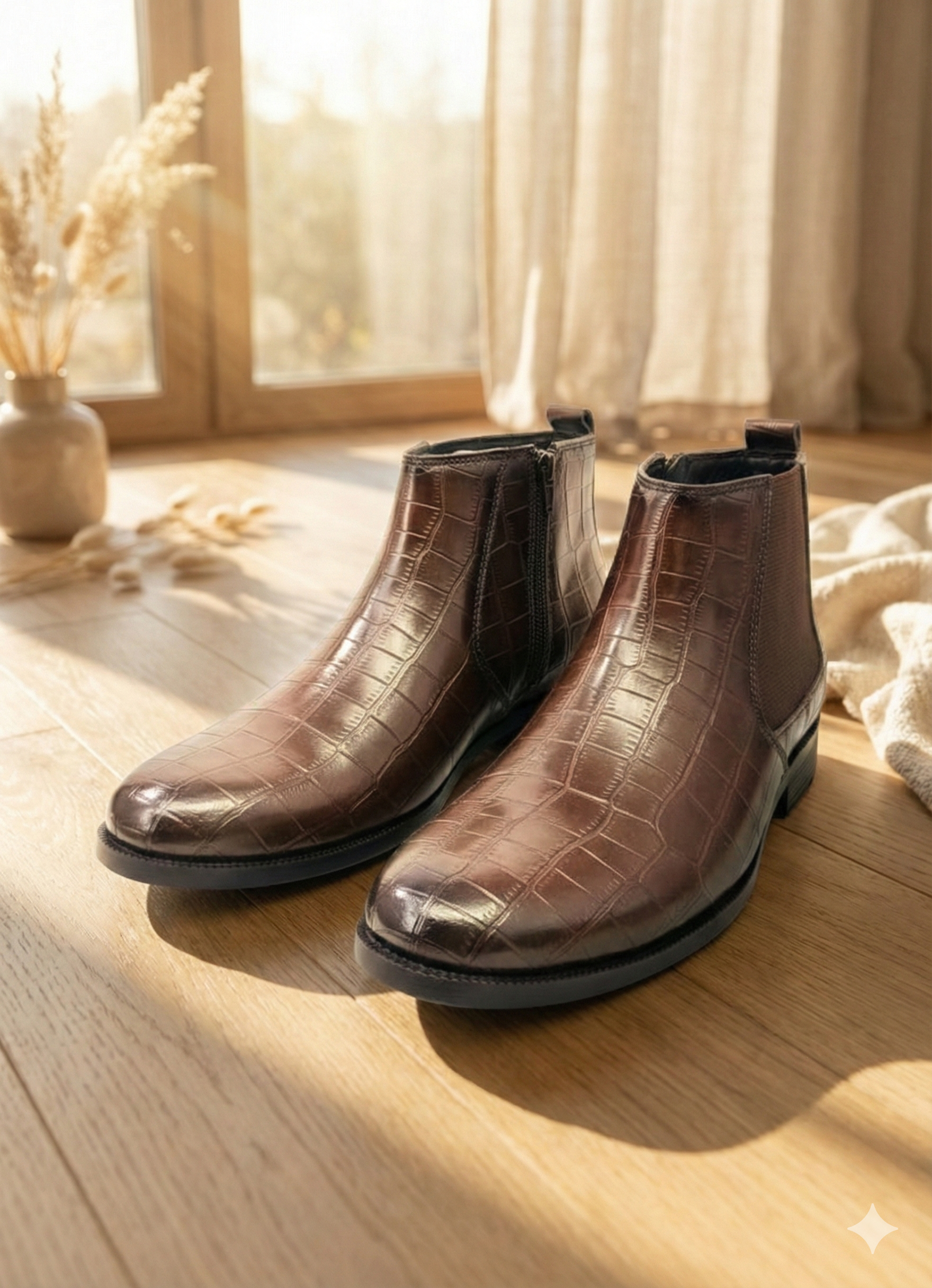 Men's Crocodile Pattern Ankle Boots