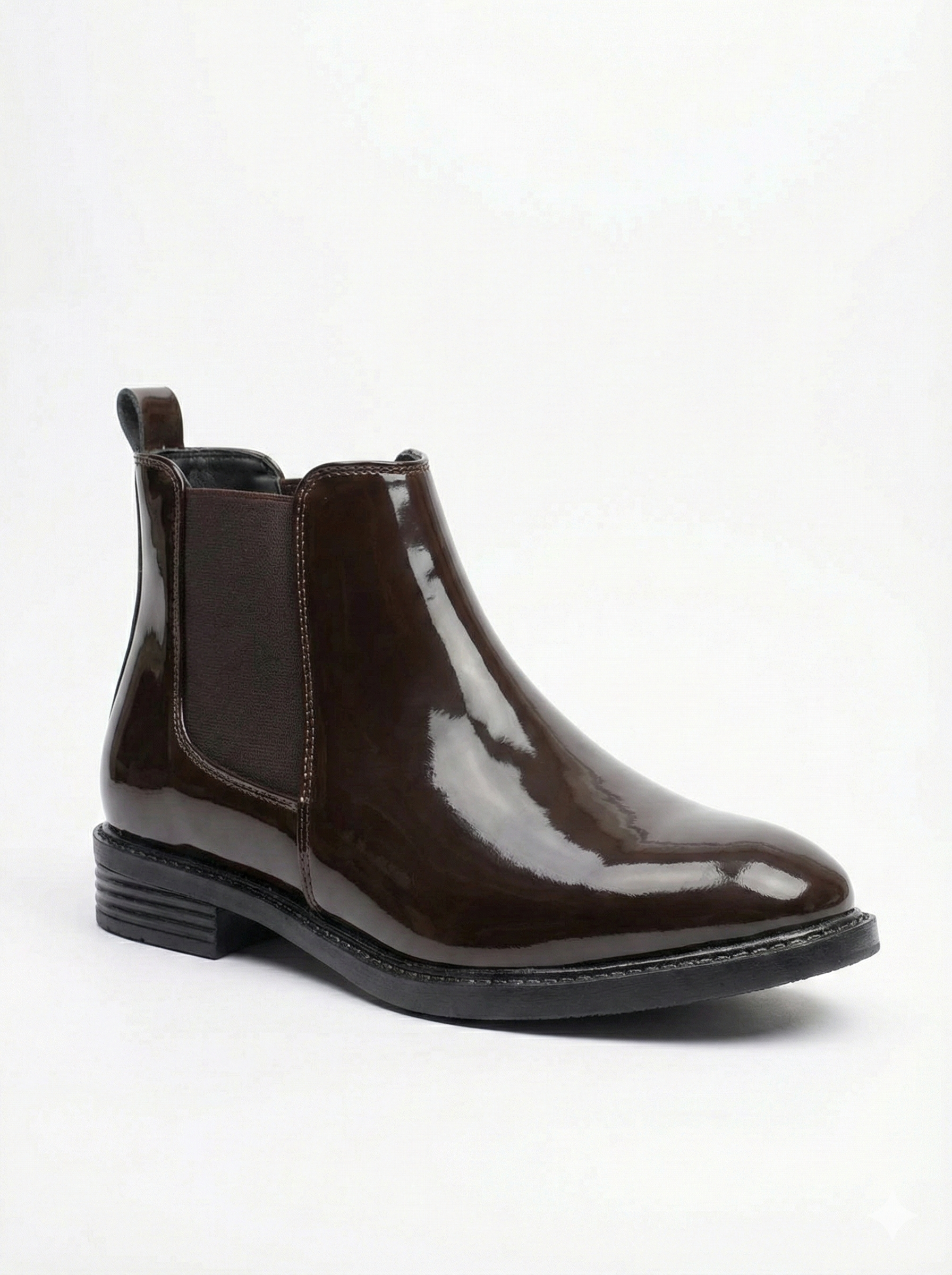 Men’s Brown Chelsea Boots | Glossy Finish Slip-On Ankle Boots
