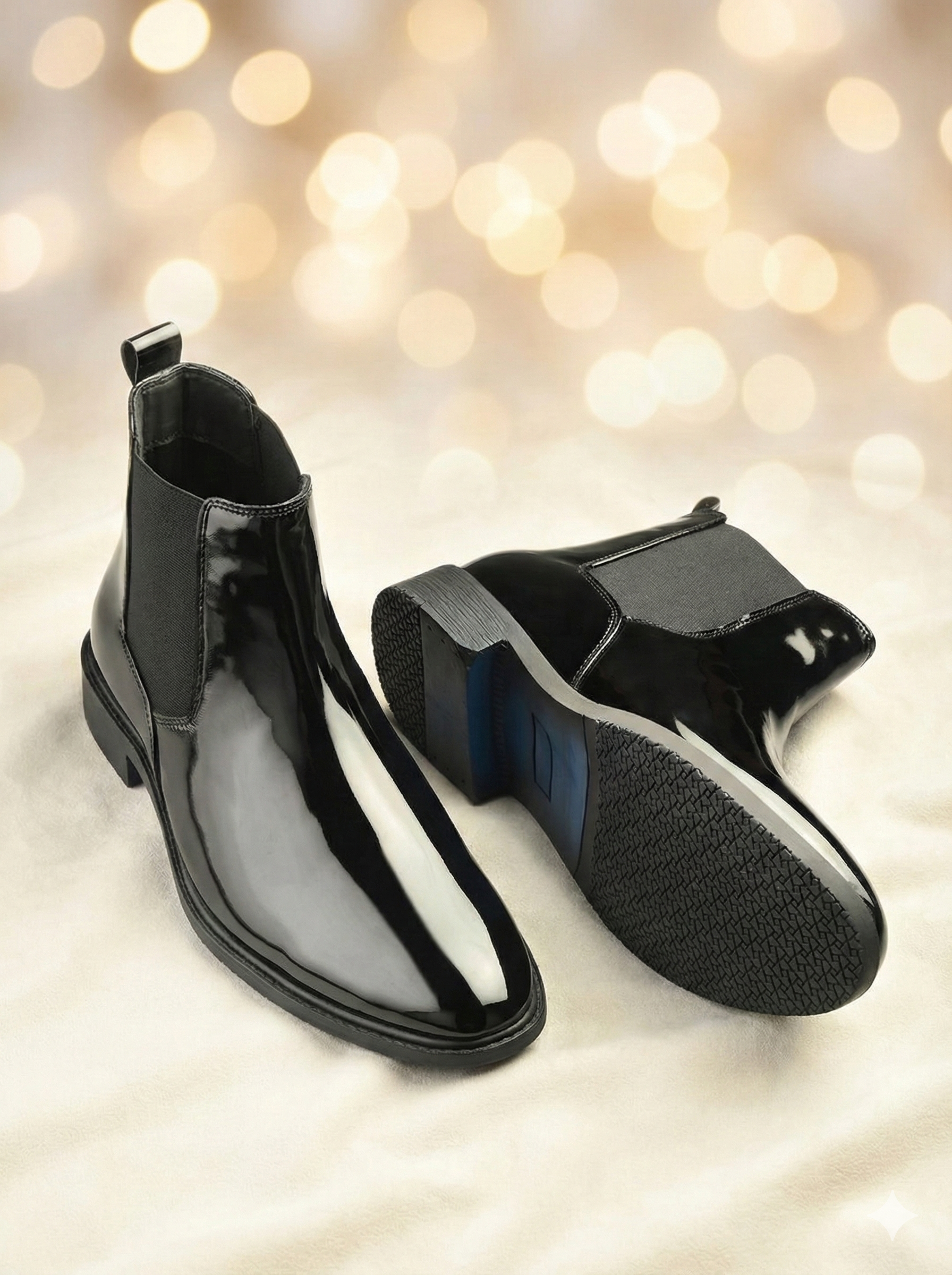 Men's Patent Slim-Heeled Chelsea Boots