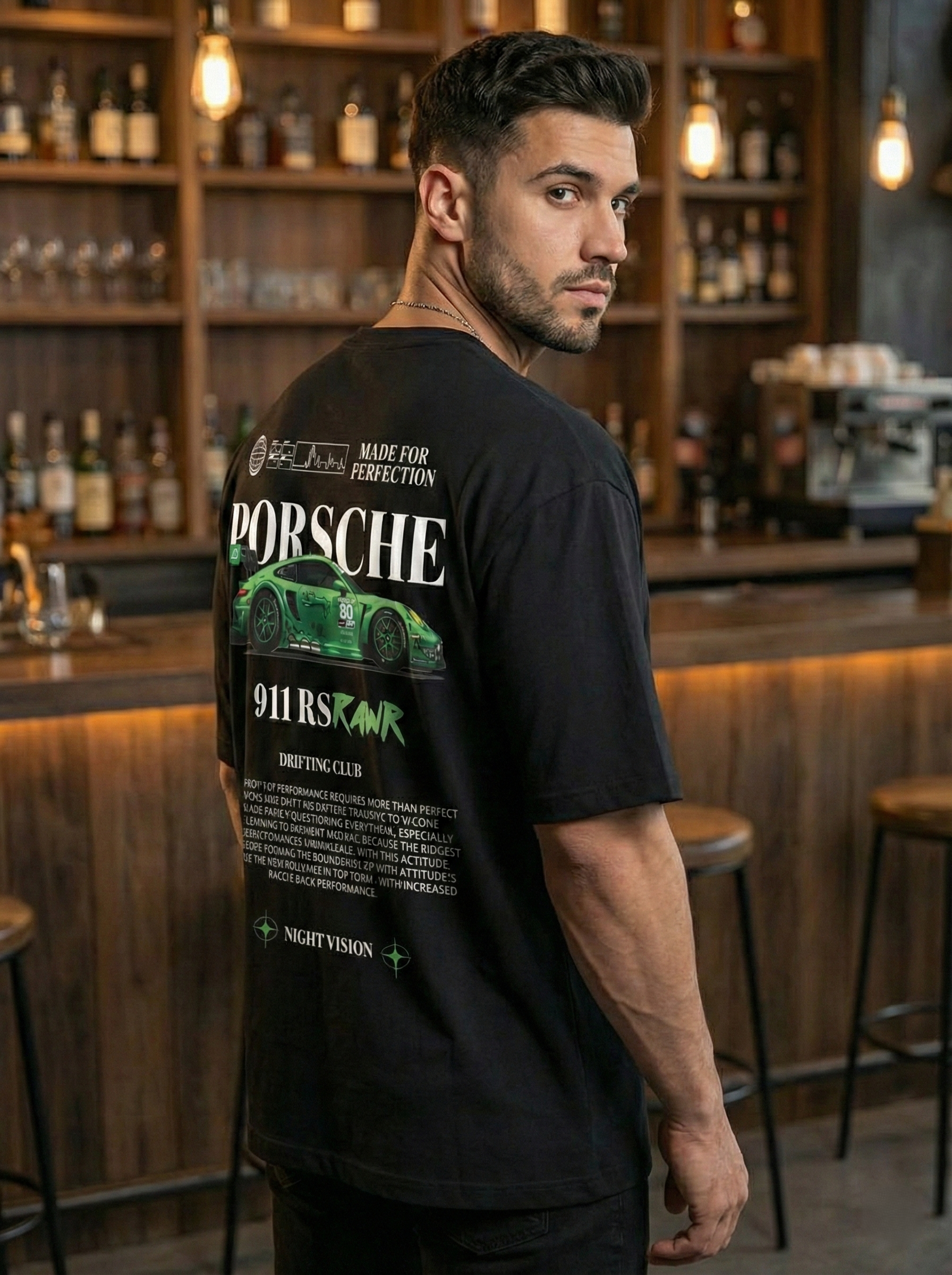 Men's Oversized Premium Black Graphic T-Shirt