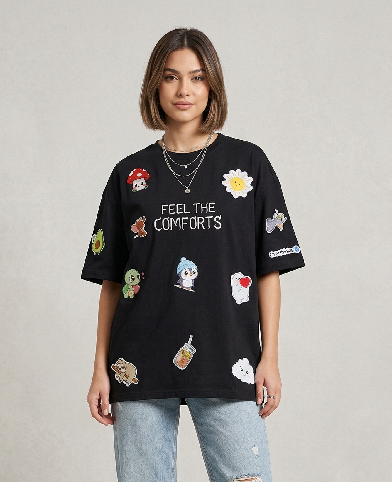 Feel the Embroidery Oversized T-Shirt for Women