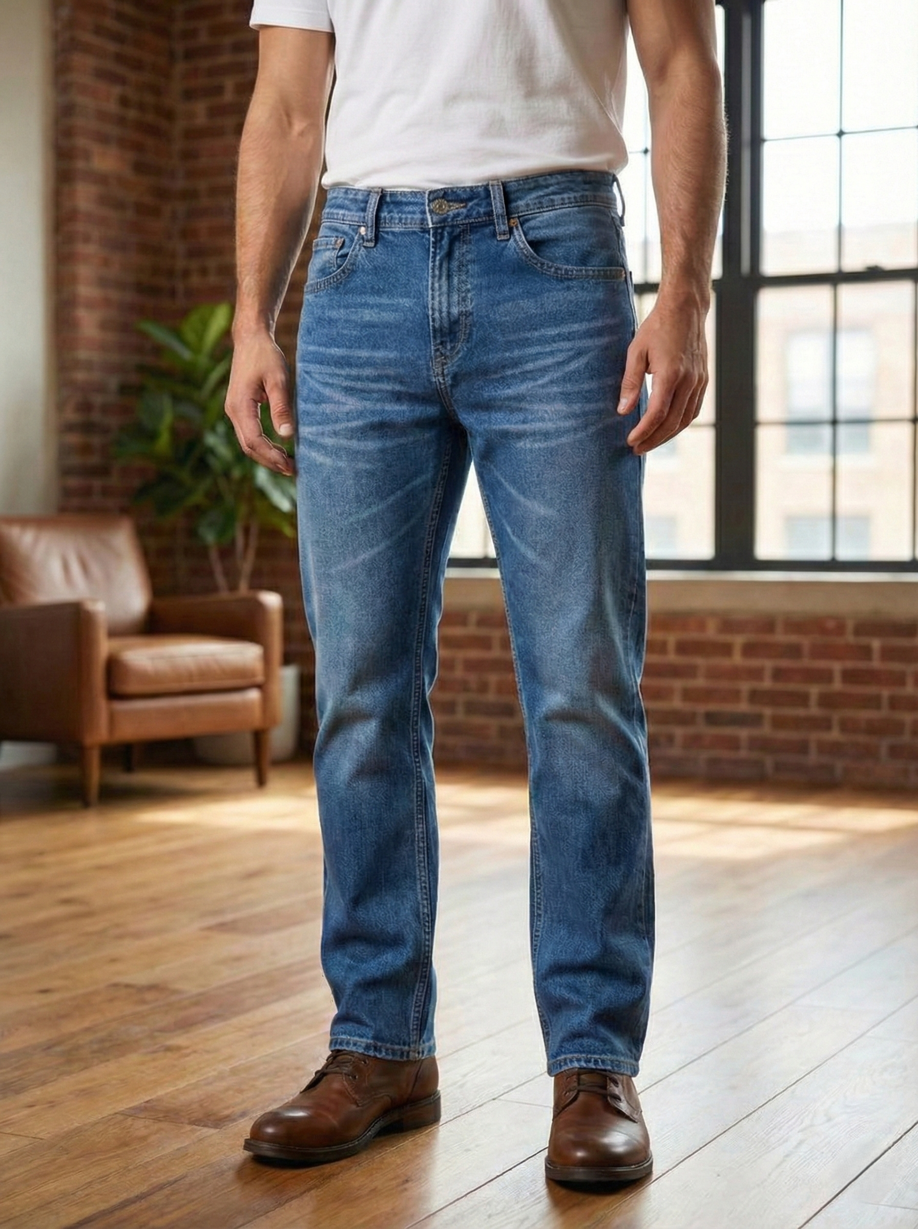 Men's Straight Fit Jeans, Blue Denim