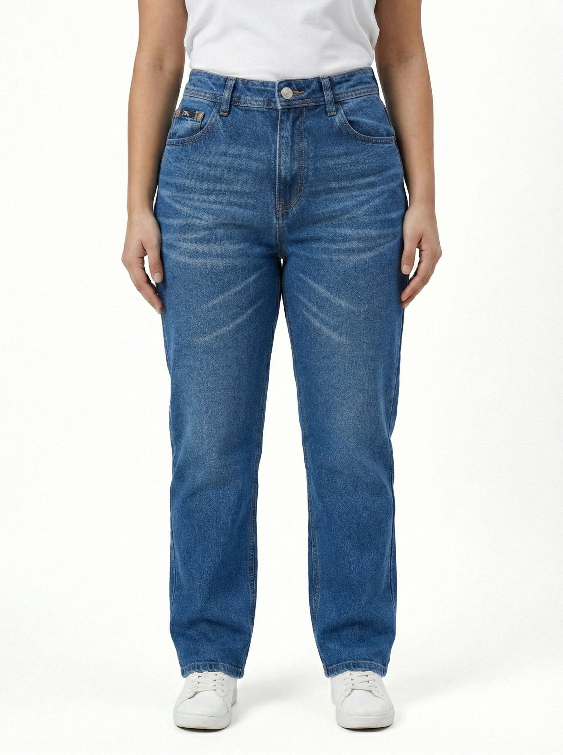 High-Waist Straight Fit Blue Jeans for Women | Classic Everyday Denim