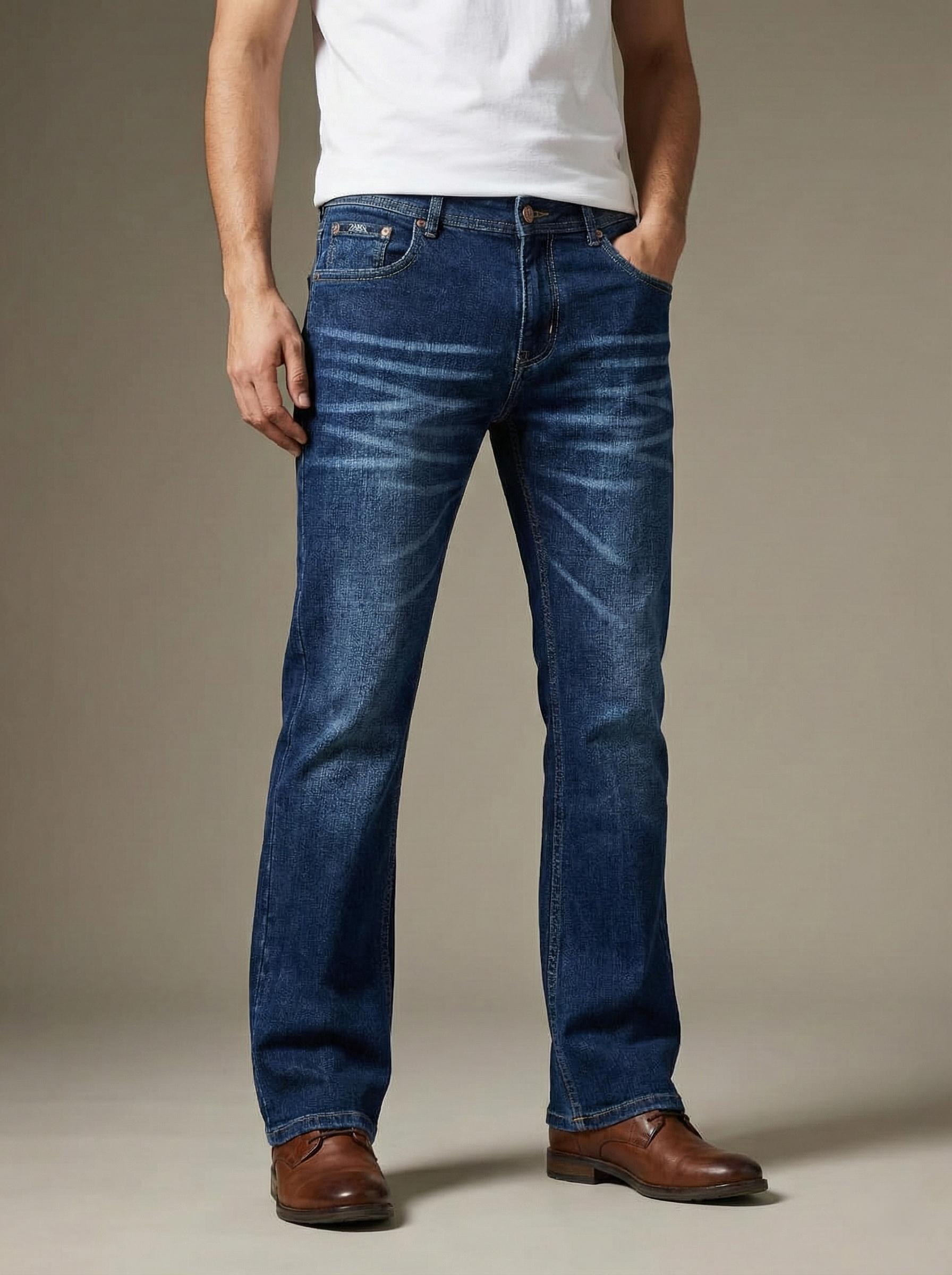 Men's Boot Cut Jeans, Stylish Blue Denim