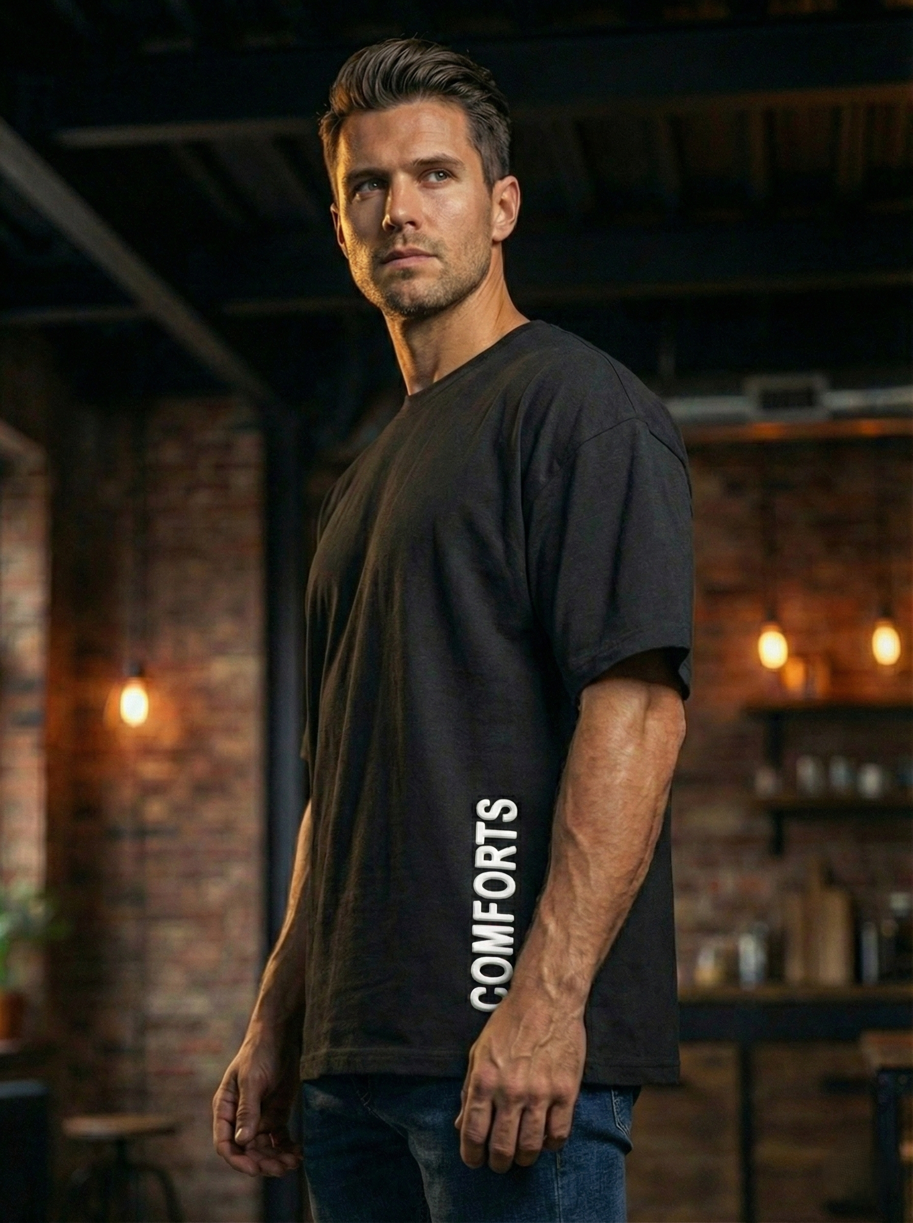 Men's Oversized Premium Black Graphic T-Shirt