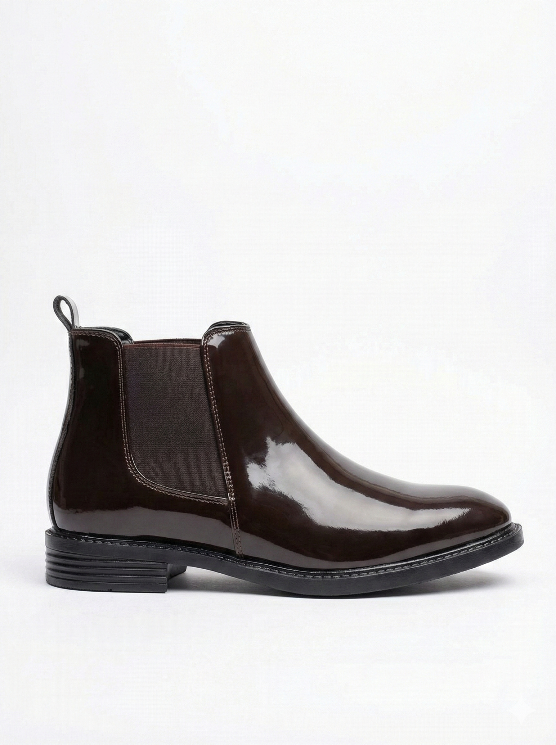 Men’s Brown Chelsea Boots | Glossy Finish Slip-On Ankle Boots