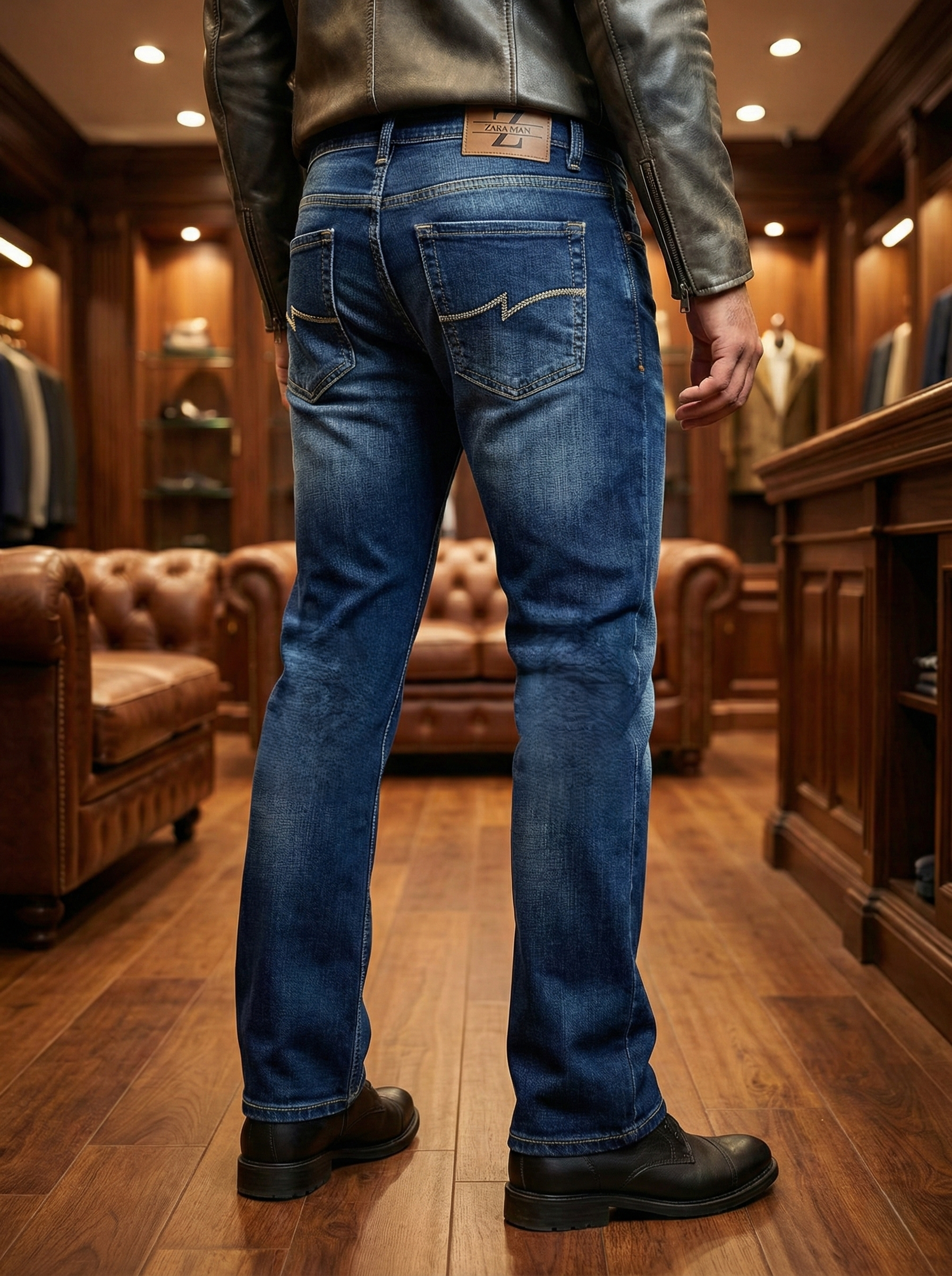 Men's Boot Cut Jeans, Stylish Blue Denim