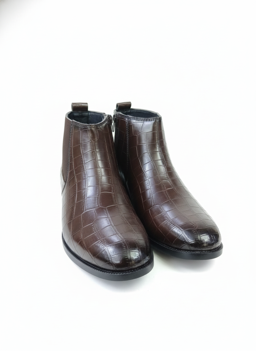 Men's Crocodile Pattern Ankle Boots