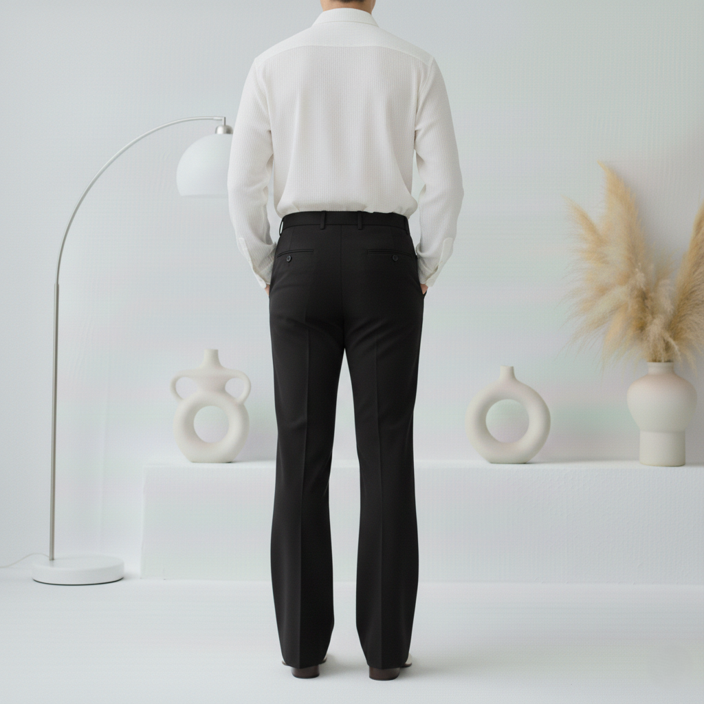 Men's Formal Black Bell Bottom Pant