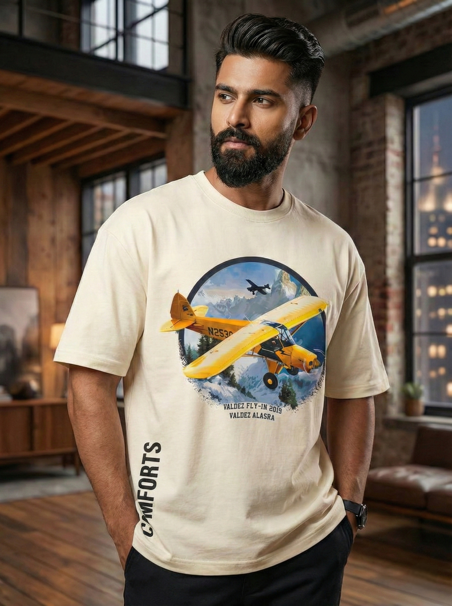 Men's Oversized Premium Off White Graphic T-Shirt