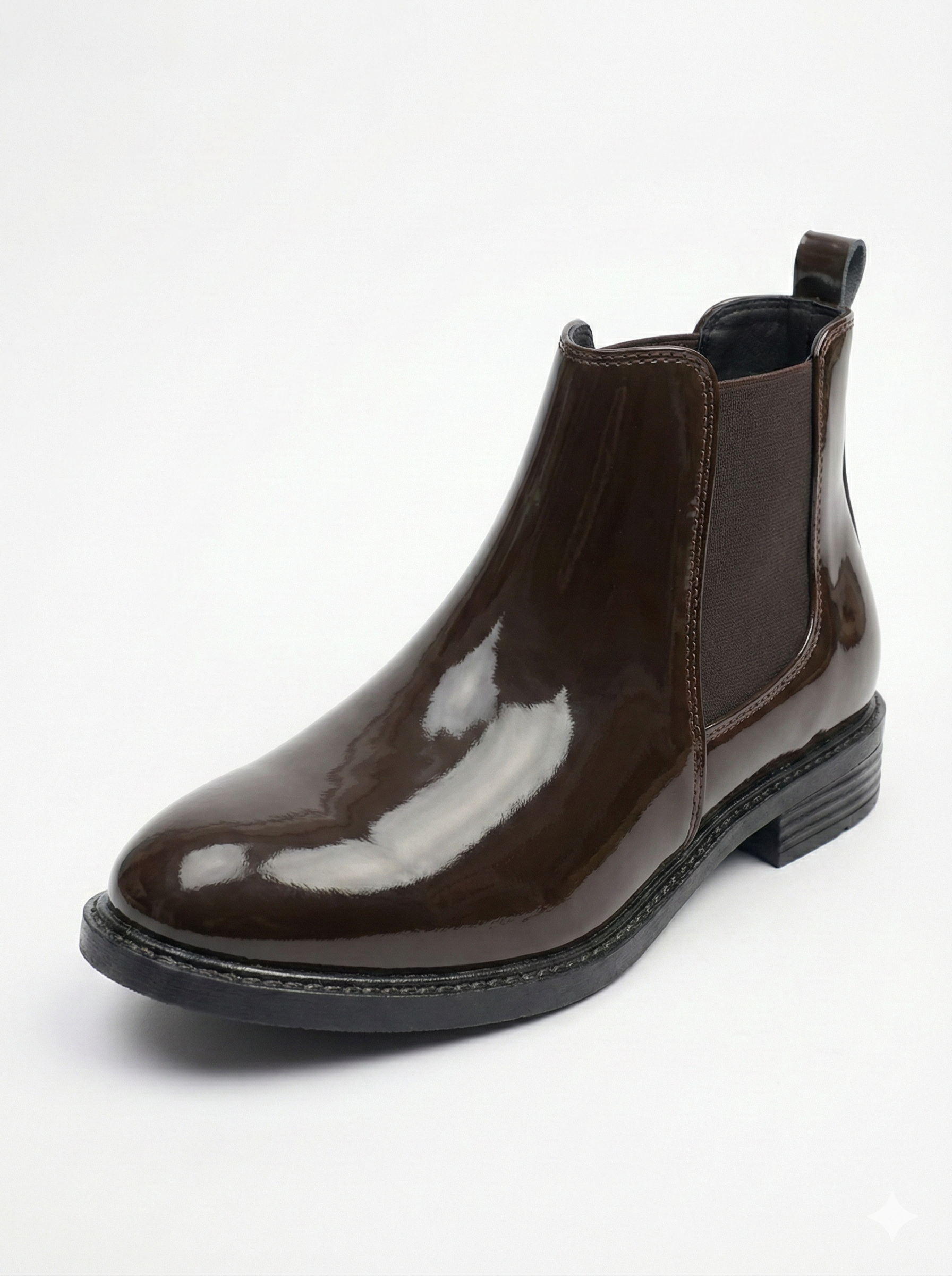 Men’s Brown Chelsea Boots | Glossy Finish Slip-On Ankle Boots