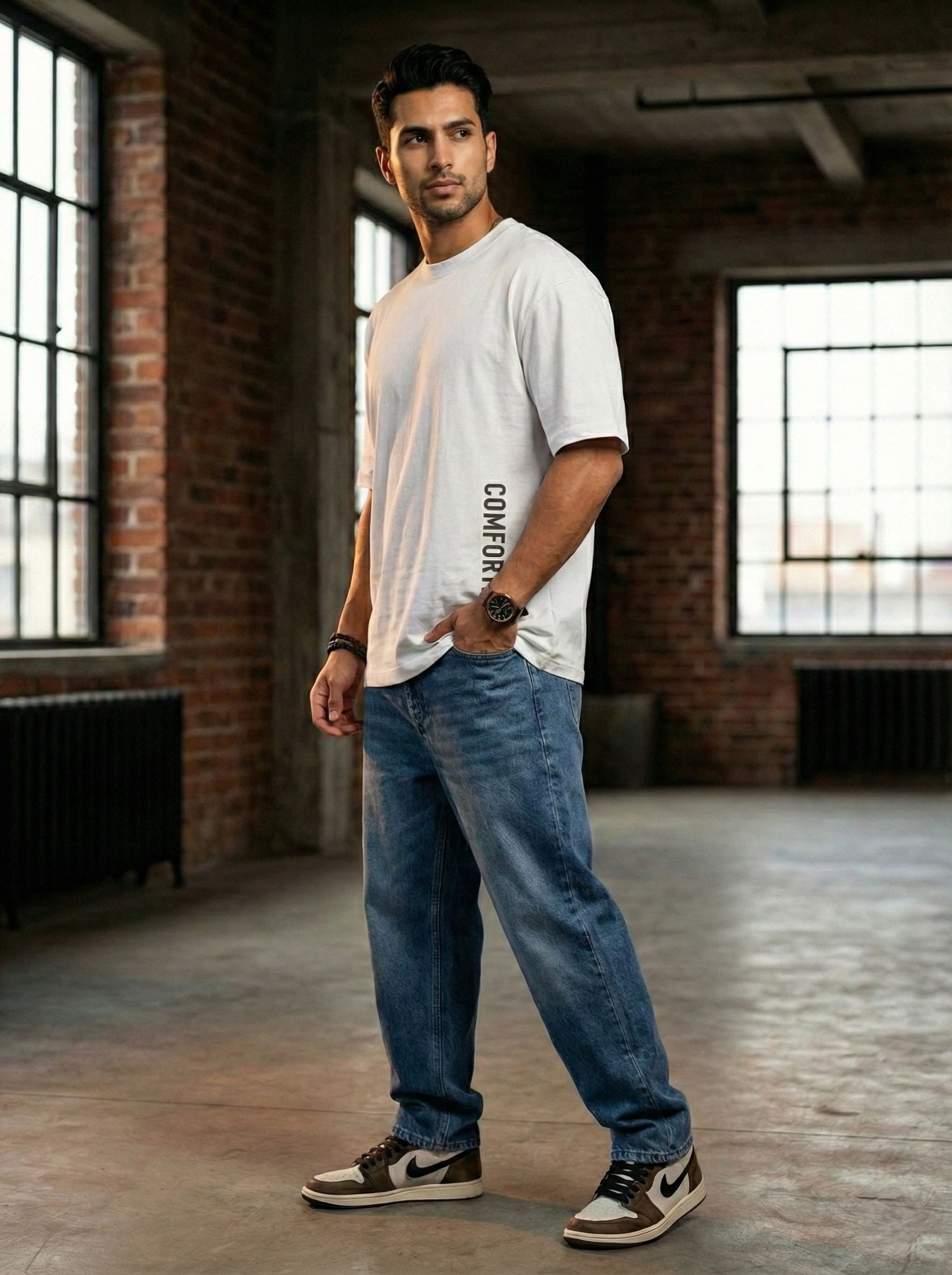 Men's Oversized Premium – White Streetwear T-Shirt