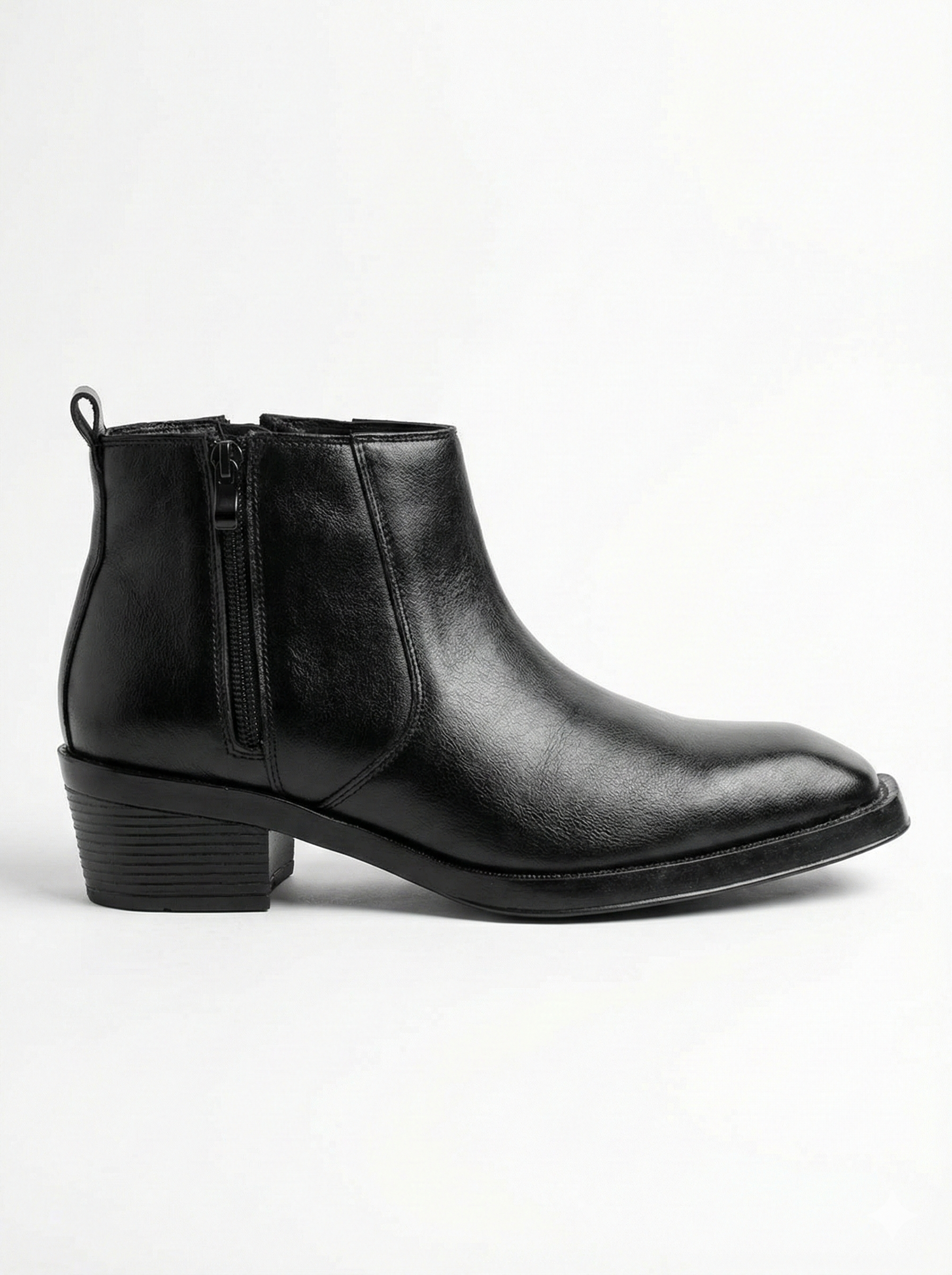 Men’s Black Ankle Boots High Heels | Classic Zip Closure Formal Chelsea-Style Boots