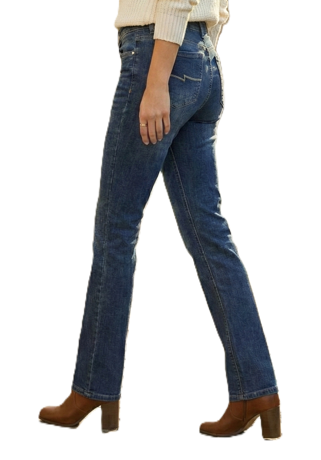 Women’s Mid-Rise Slim Straight Blue Jeans | Classic Stretch Denim Fit