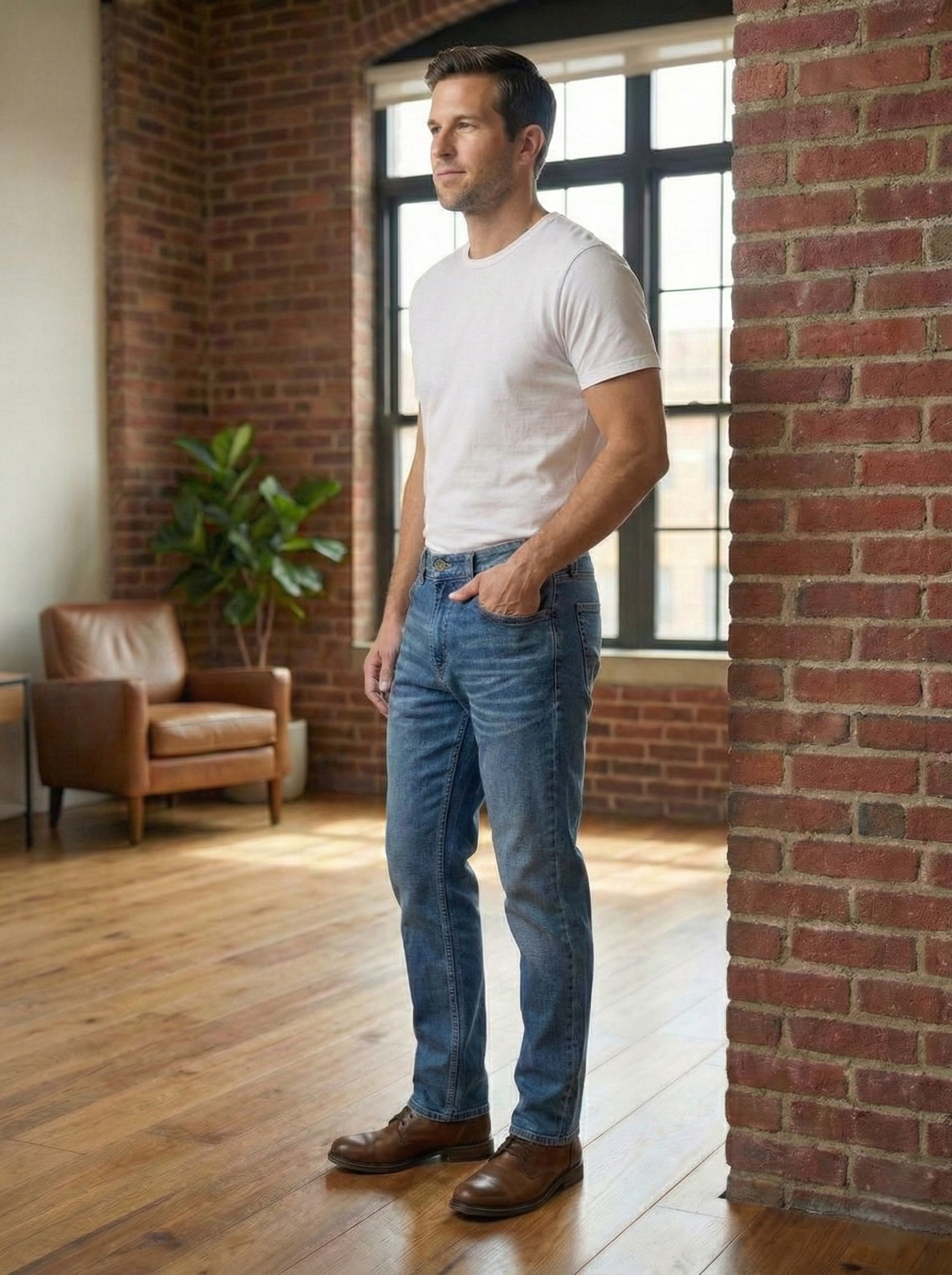 Men's Straight Fit Jeans, Blue Denim