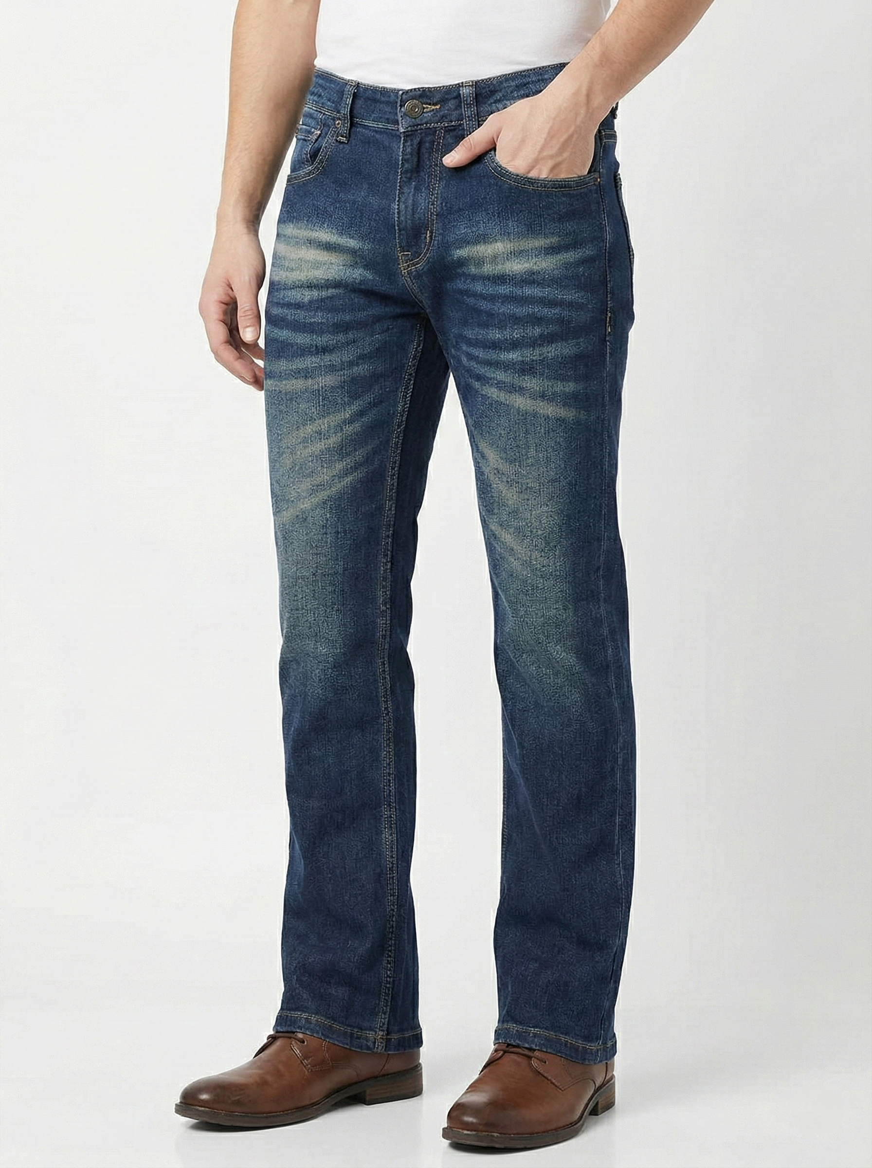 Men’s Regular Fit Blue Jeans | Classic Straight Leg Denim for Everyday Wear