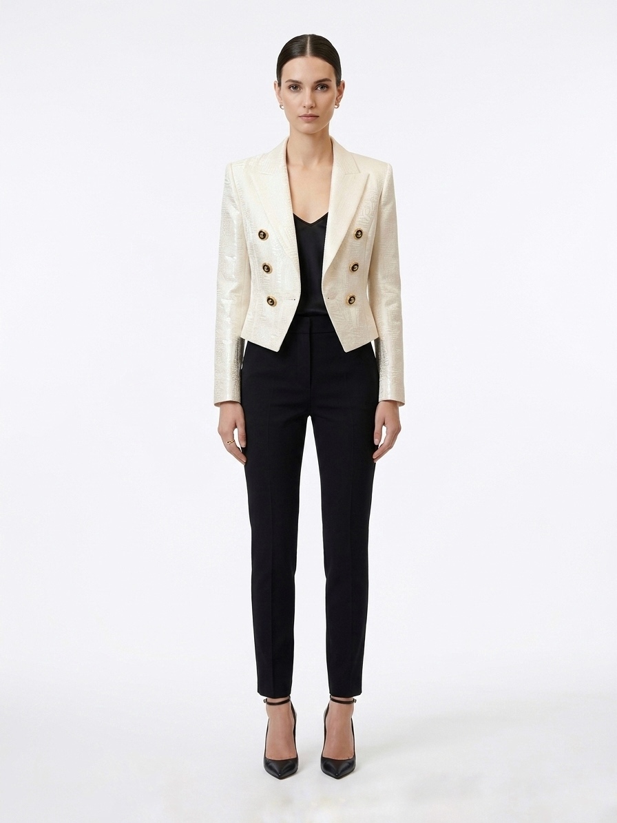 Ivory Textured Suit Blazer