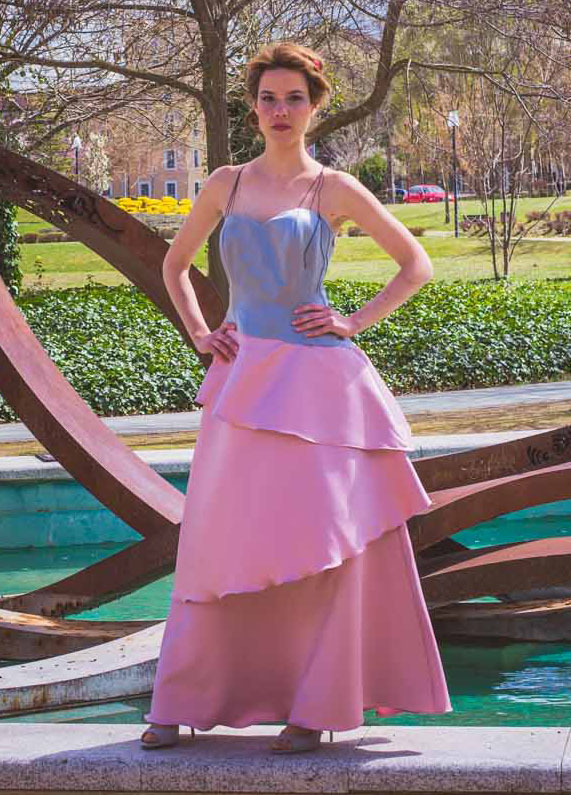 Vestido de fiesta largo bicolor