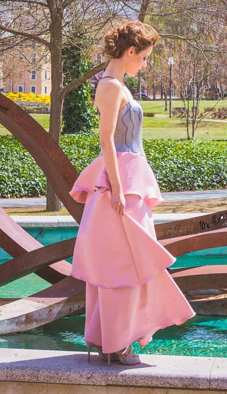 Vestido de fiesta largo bicolor