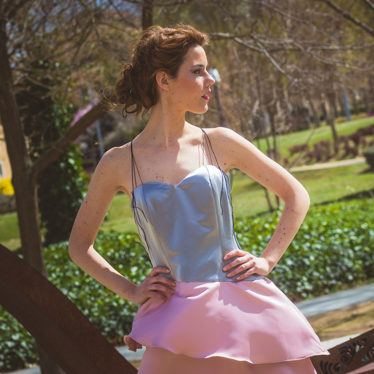 Vestido de fiesta largo bicolor