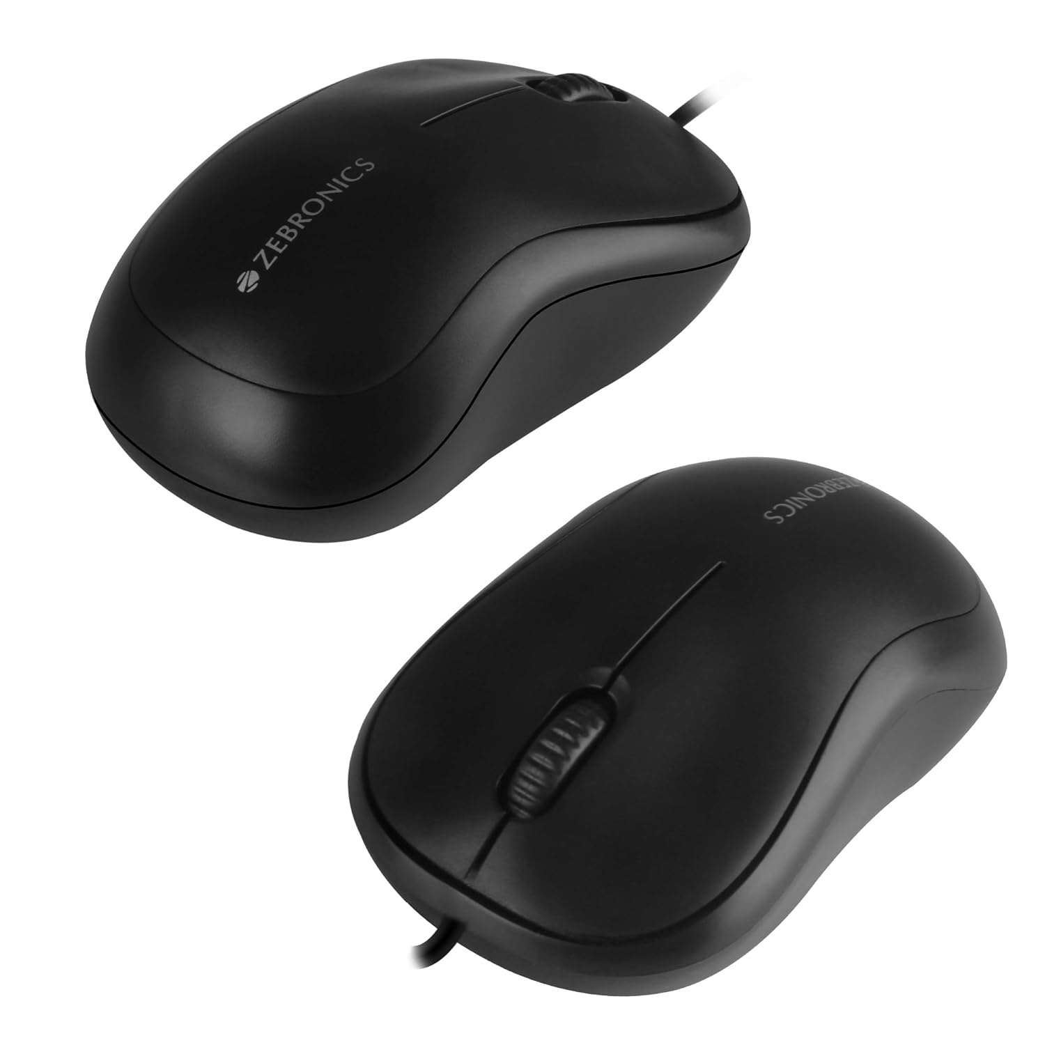 Zebronics Zeb-Comfort Wired USB Mouse, 1000 DPI Optical Sensor, 3-Buttons, Plug & Play (Black)