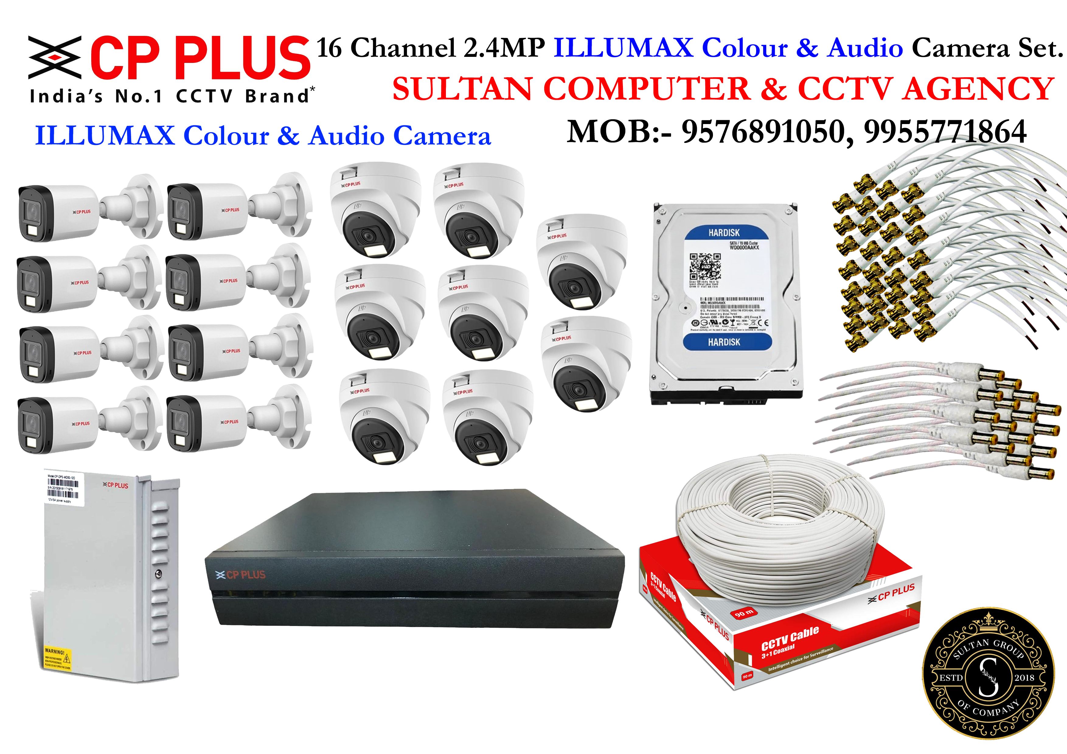 CP PLUS ILLUMAX 2.4MP Full Color & Audio CCTV Camera Set