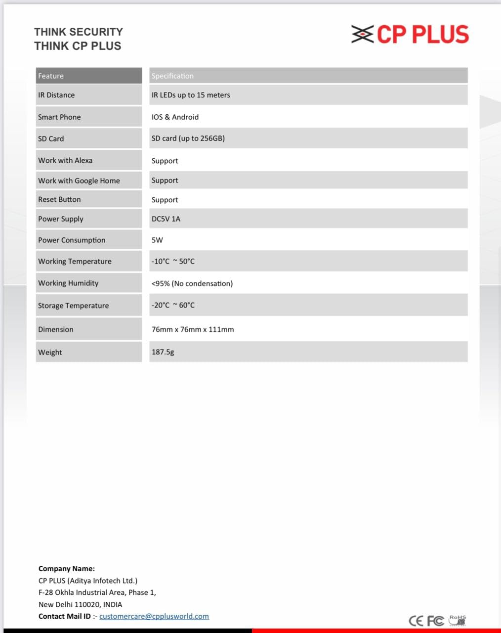 CP PLUS ezyKam+ WiFi PT Camera - 360° View, Smart Tracking, 2-Way Audio | Works with Alexa & Google Home (Models: CP-E28A, CP-E38A, CP-E48A)