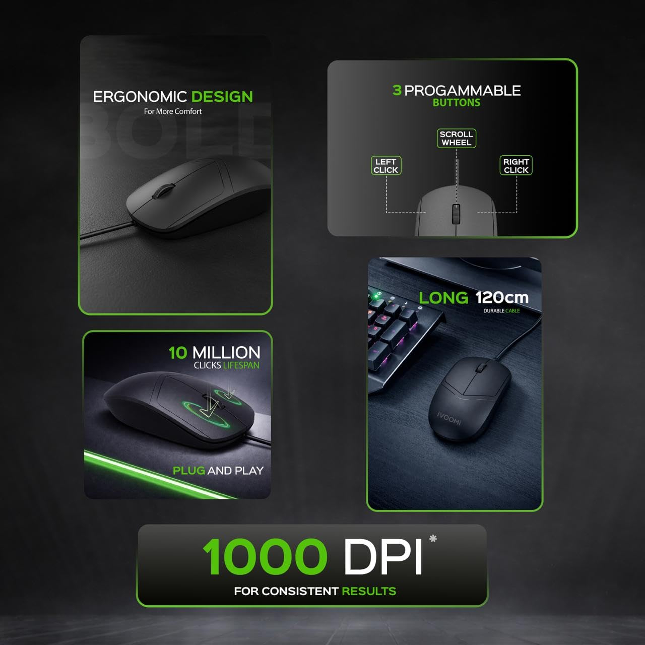 iVOOMi BOLD High-Performance Wired Optical Mouse