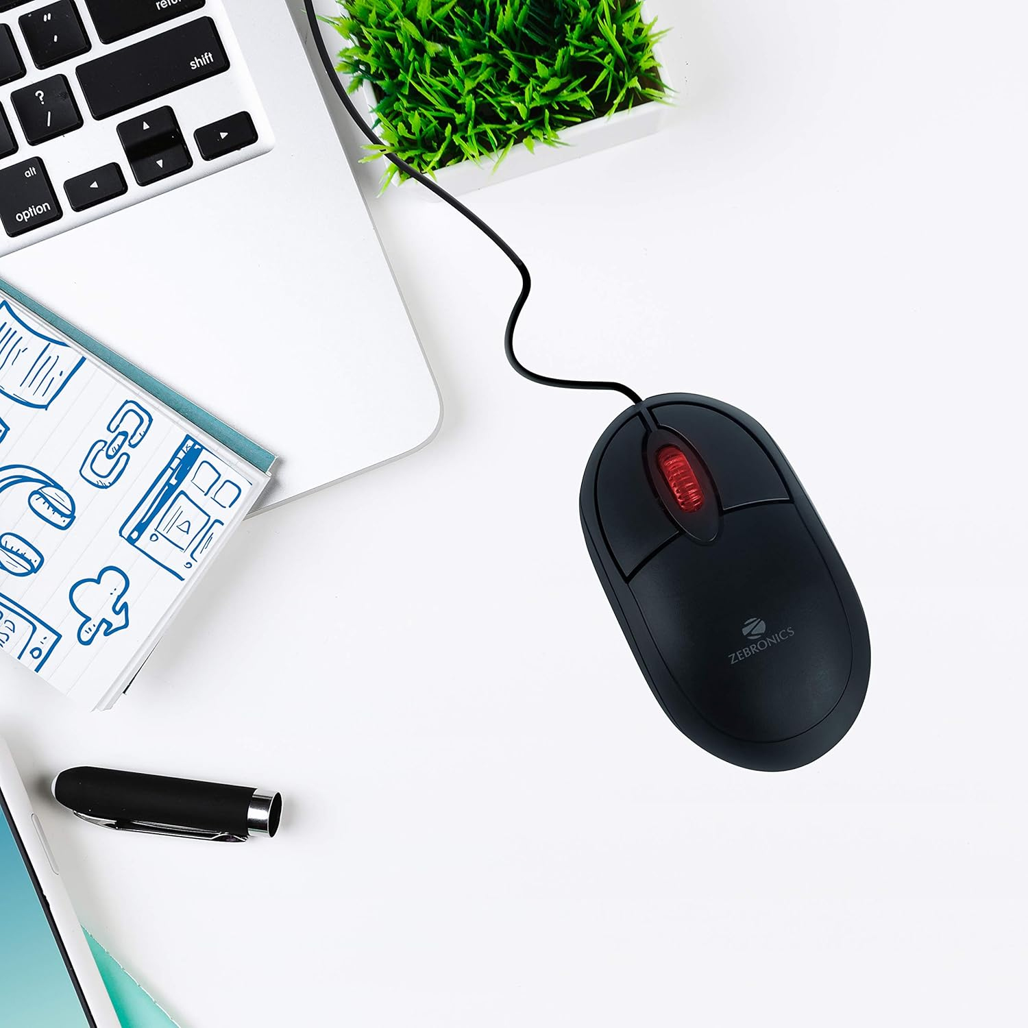 Zebronics RISE Wired USB Mouse – 1000 DPI, 3 Programmable Buttons, 10 Million Clicks Life (Black)