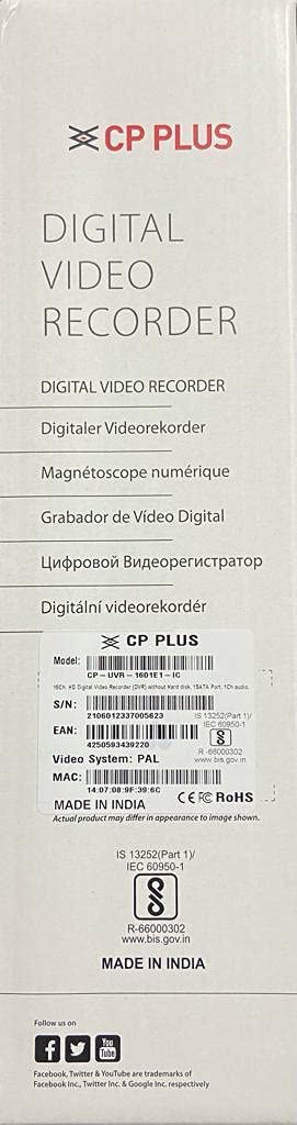CP Plus 16 Channel HD Digital Video Recorder (DVR) 2.4 MP SUPPORT