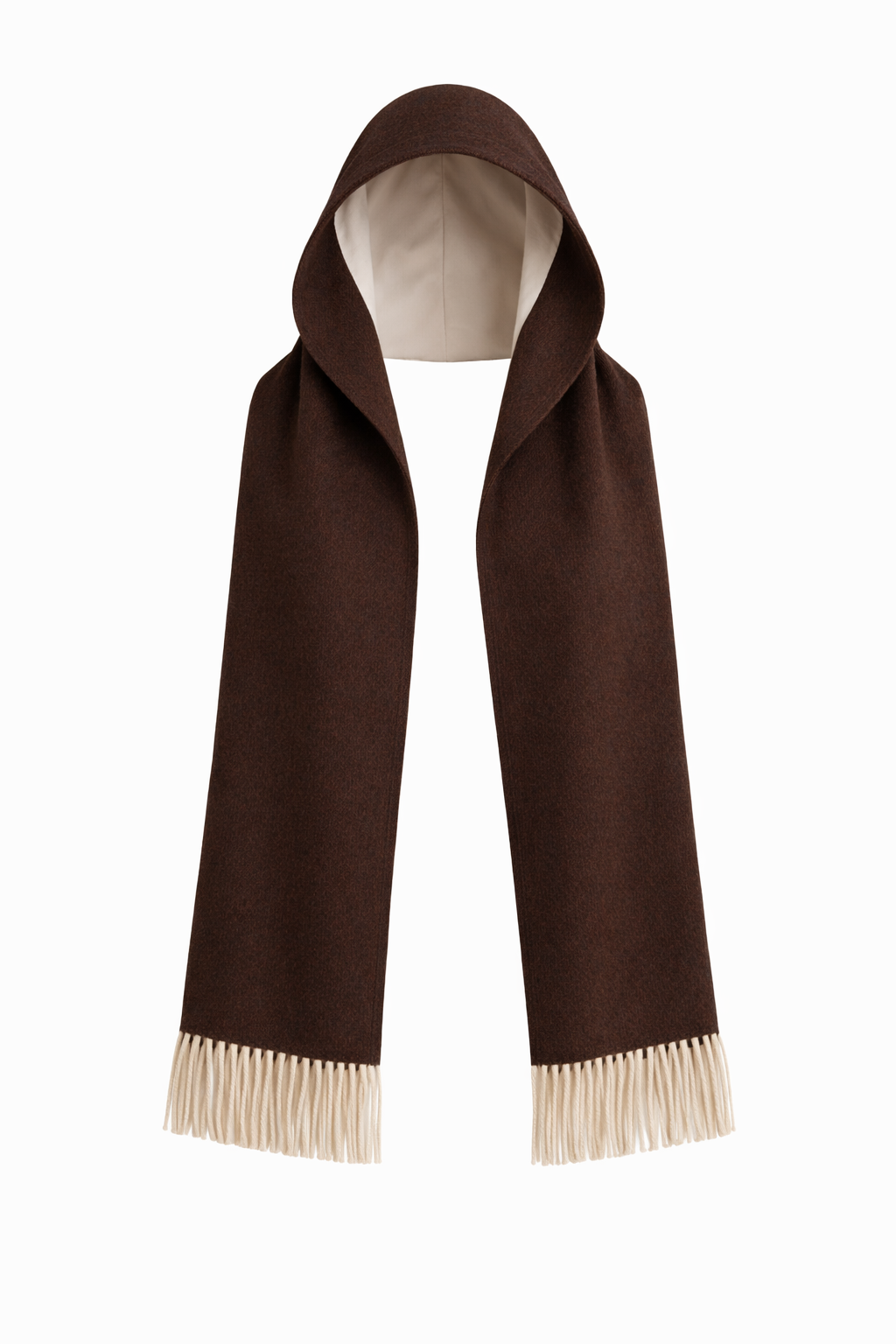 Hip Length Cacao Merino Wool Hooded Scarf