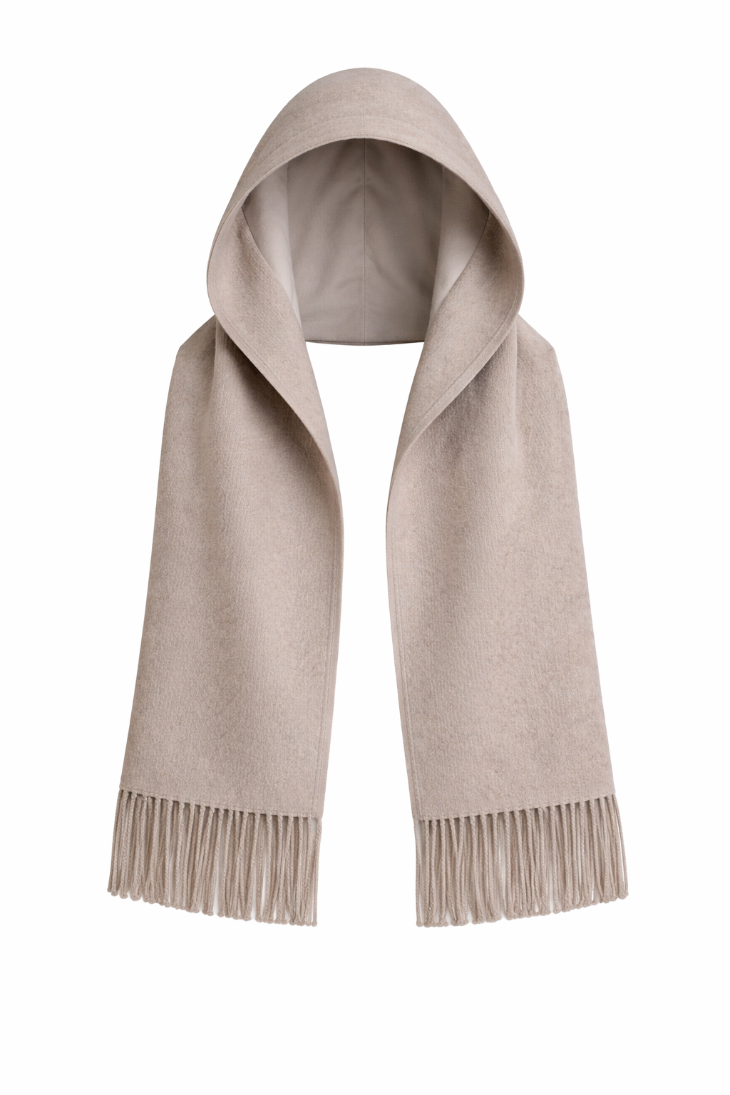 Waist Length Wool Hooded Scarf in Oat