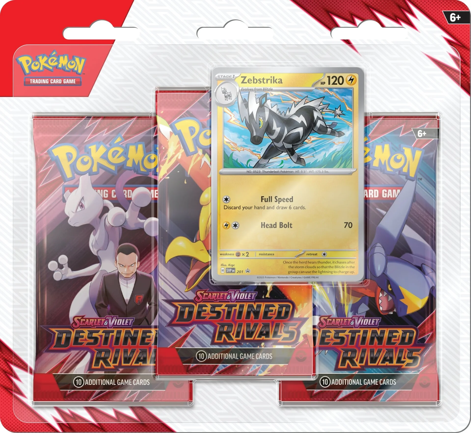 Pokémon Destined Rivals Booster 3 Pack blister Zebstrika 