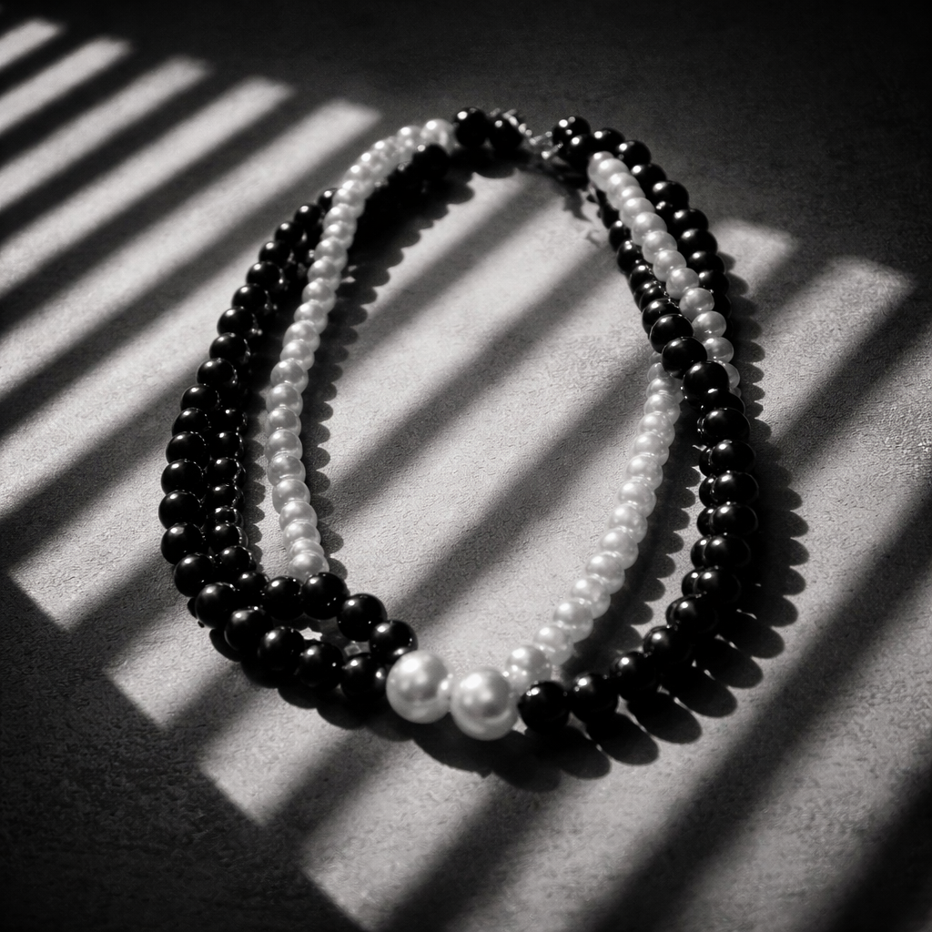 Collar de perlas bicolor