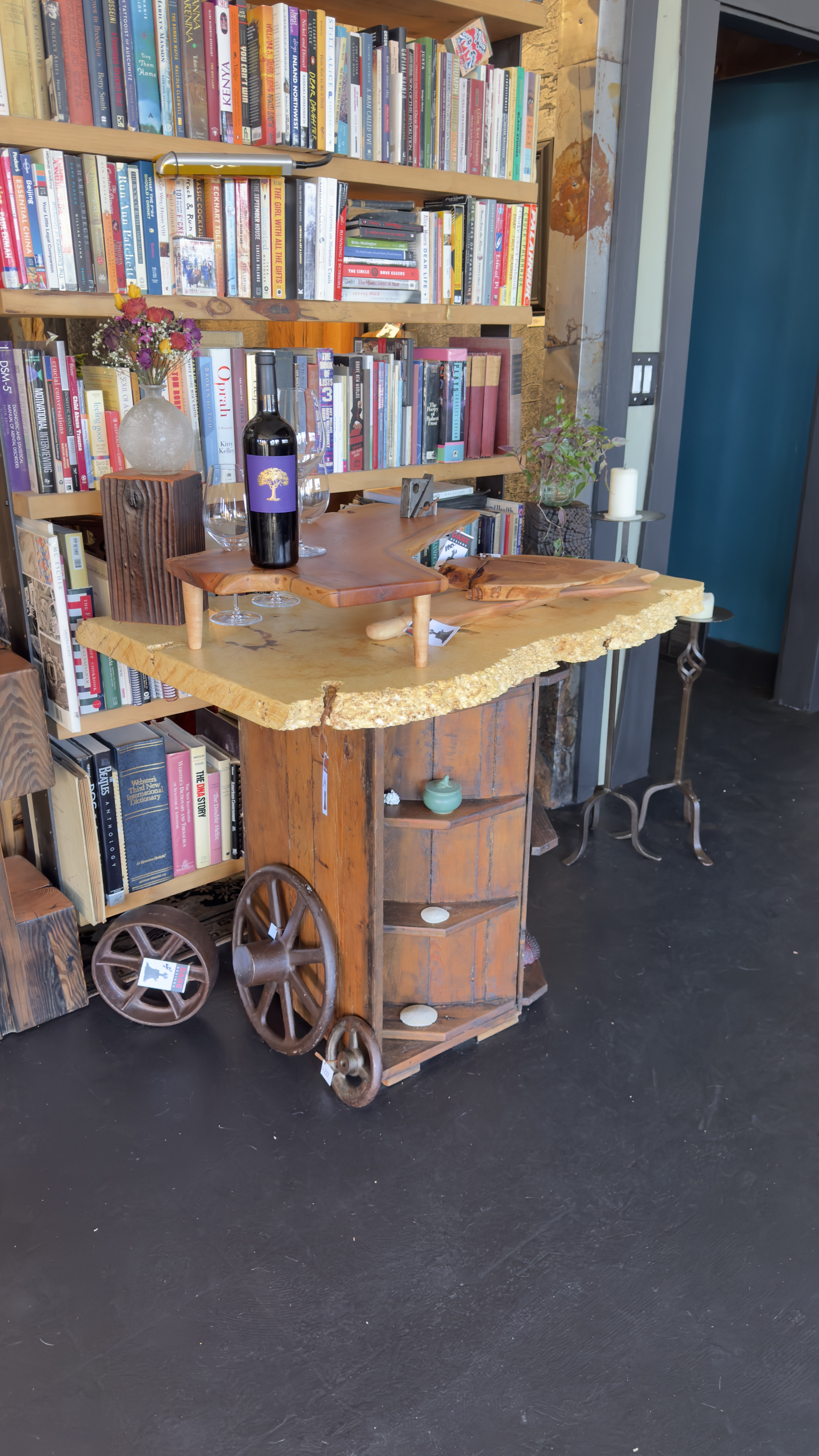 Industrial Bookshelf Bar Table