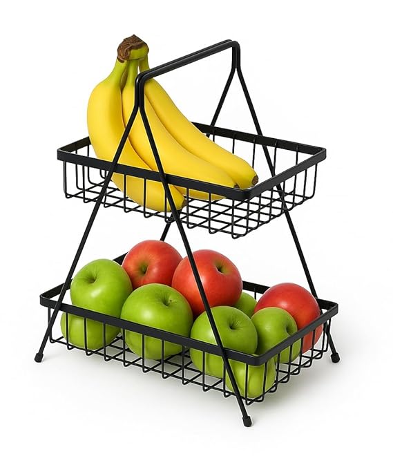 Two-Tier Metal Fruit Basket