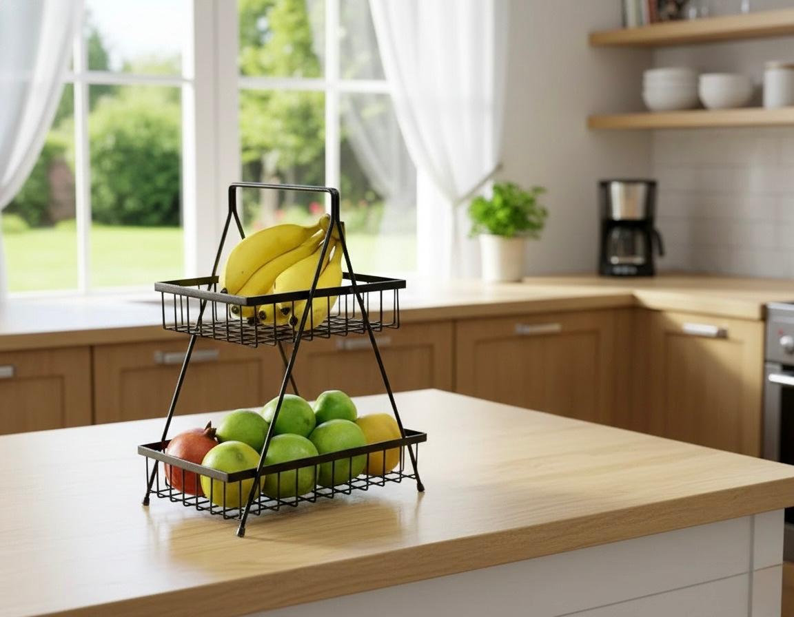 Two-Tier Metal Fruit Basket