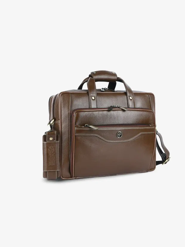 Classic Brown Leather Laptop Bag