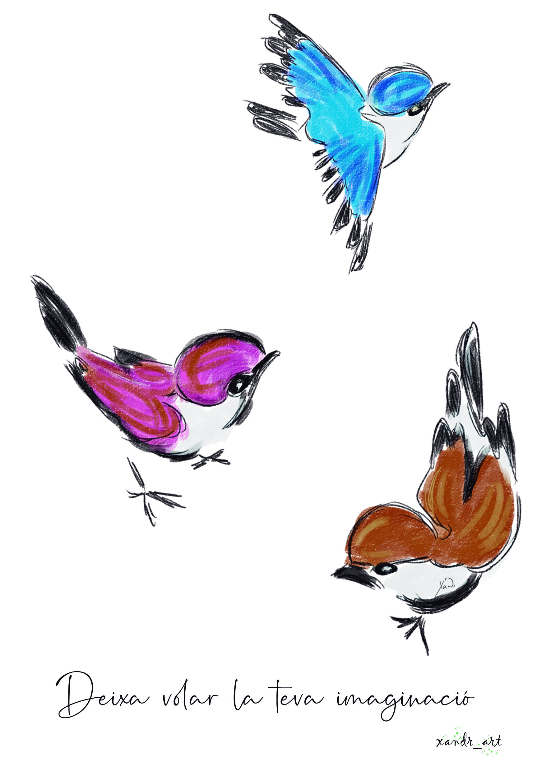 Lámina artística de pájaros