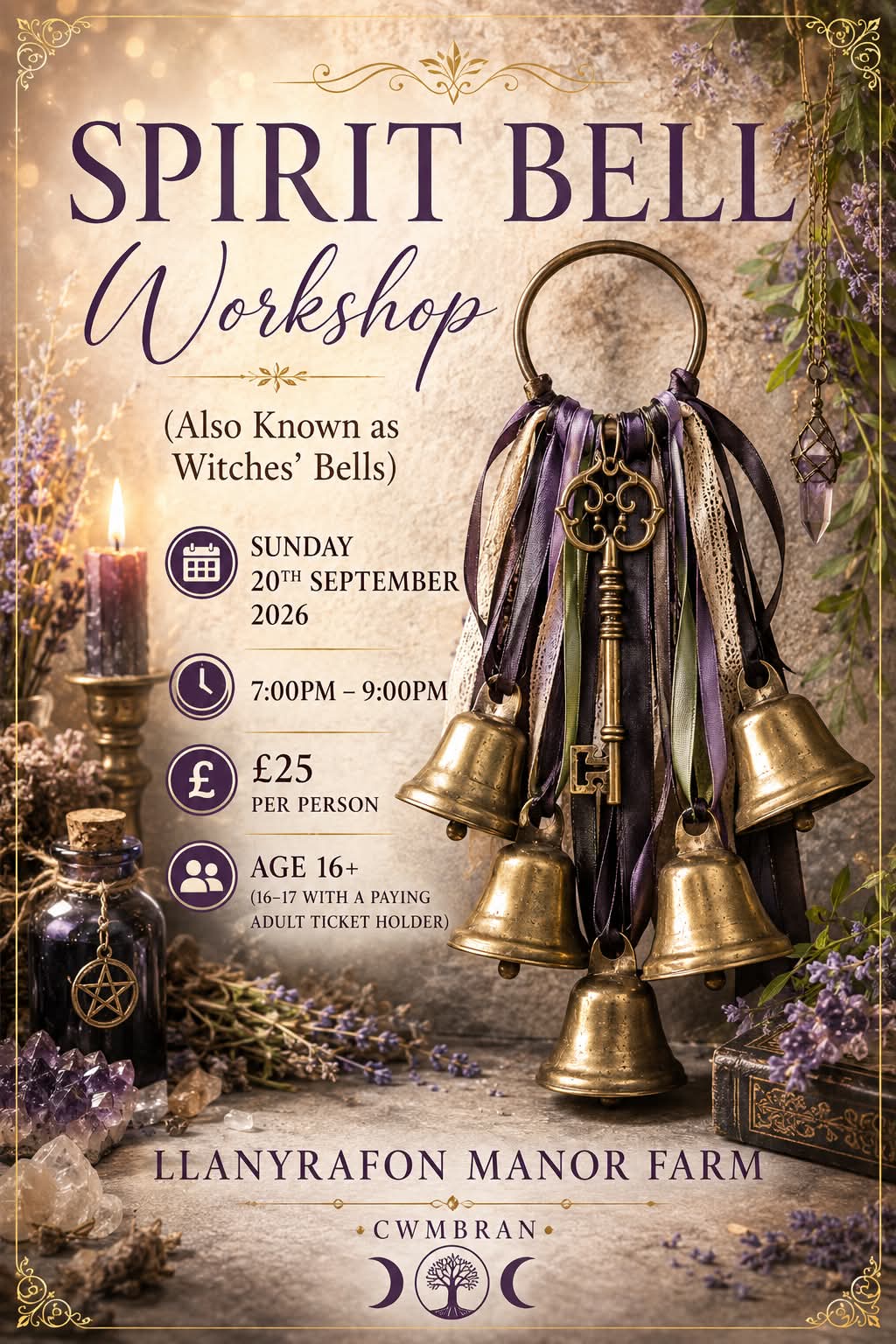 Sun 20th Sept 2026 - Spirit Bell Workshop  (Make Your Own Spirit Bell – Also Known as Witches’ Bells)
