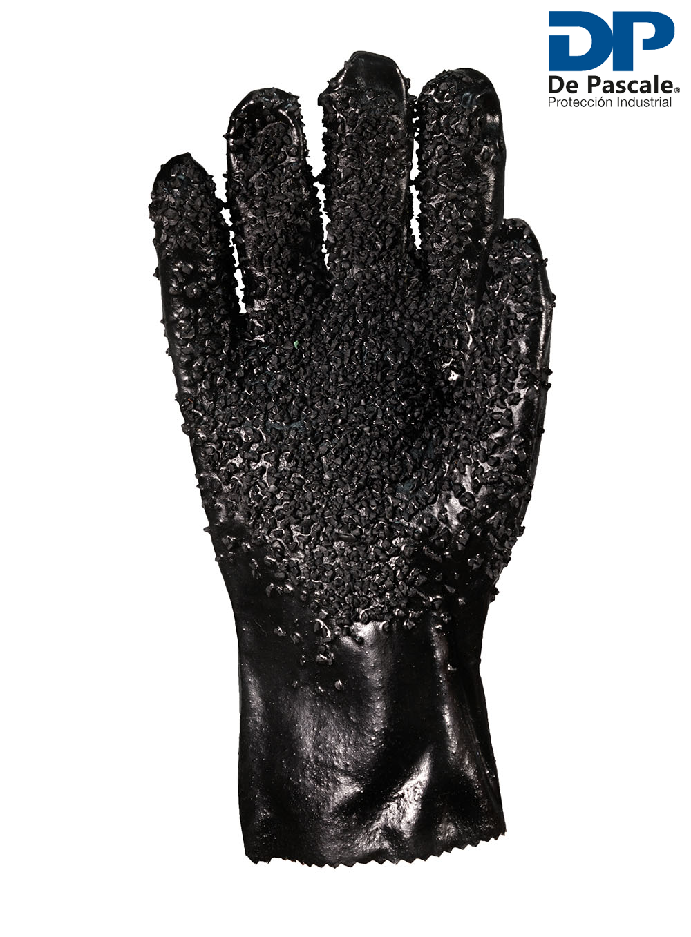 GUANTE PVC INDUSTRIAL NEGRO GRANULADO LARGO TOTAL 30CM DE PASCALE