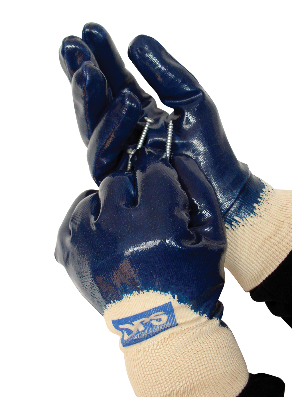 GUANTE NITRILO MEDIO VENTILADO AZUL PUÑO TEJIDO DE PASCALE