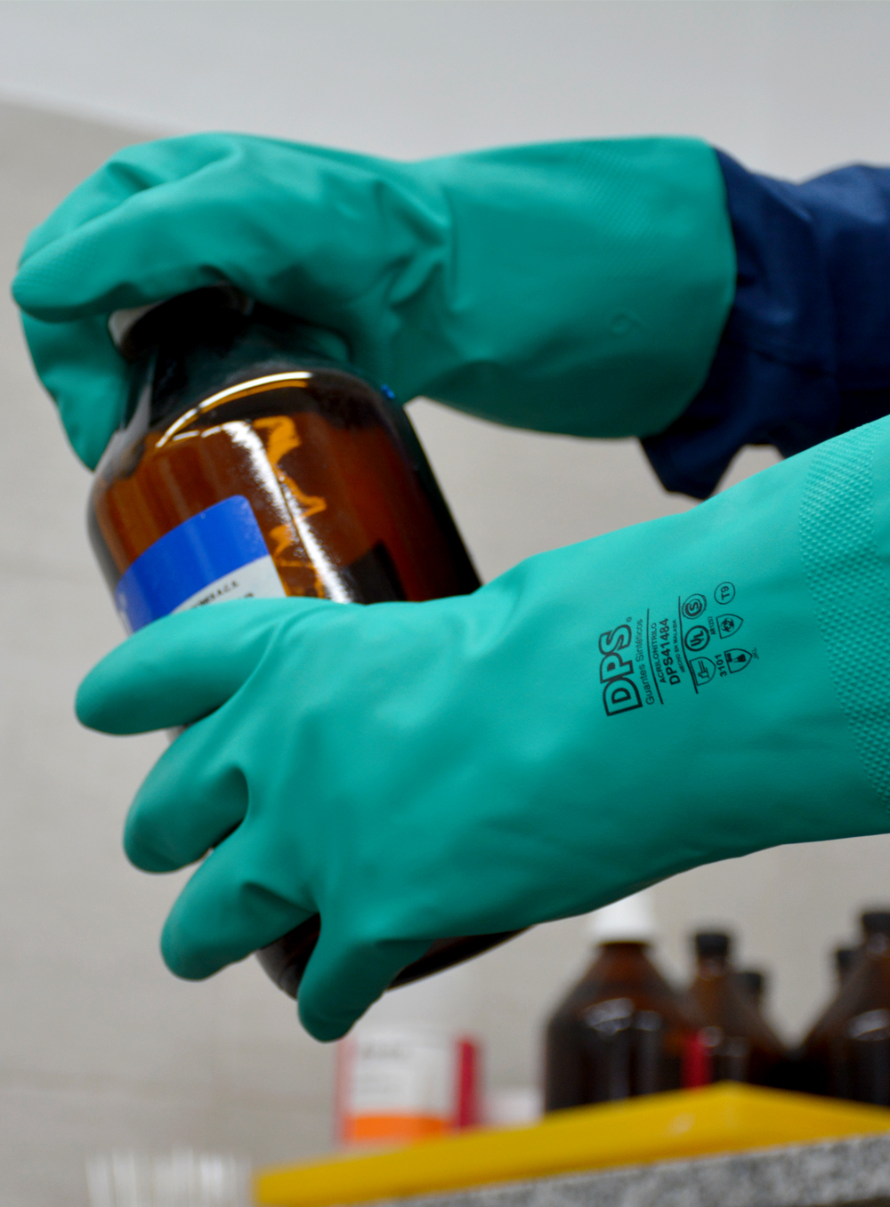 GUANTE DE ACRILO NITRILO VERDE FLOCADO 33CM LARGO ESPESOR 0.4MM DE PASCALE