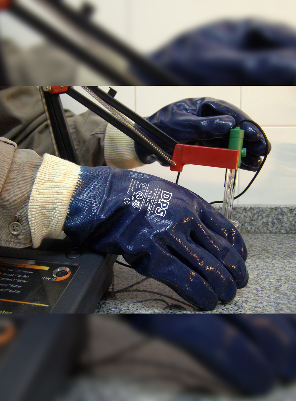 GUANTE NITRILO BAÑO COMPLETO PESADO AZUL PUÑO TEJIDO DE PASCALE