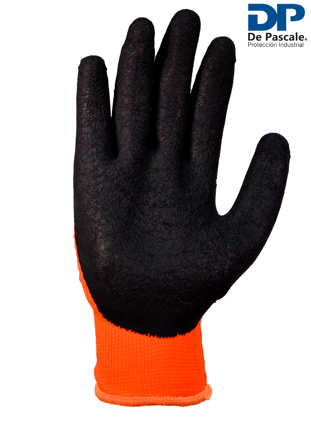 GUANTE SIN COSTURA NARANJA RECUBIERTO EN LATEX RUGOSO NEGRO DE PASCALE