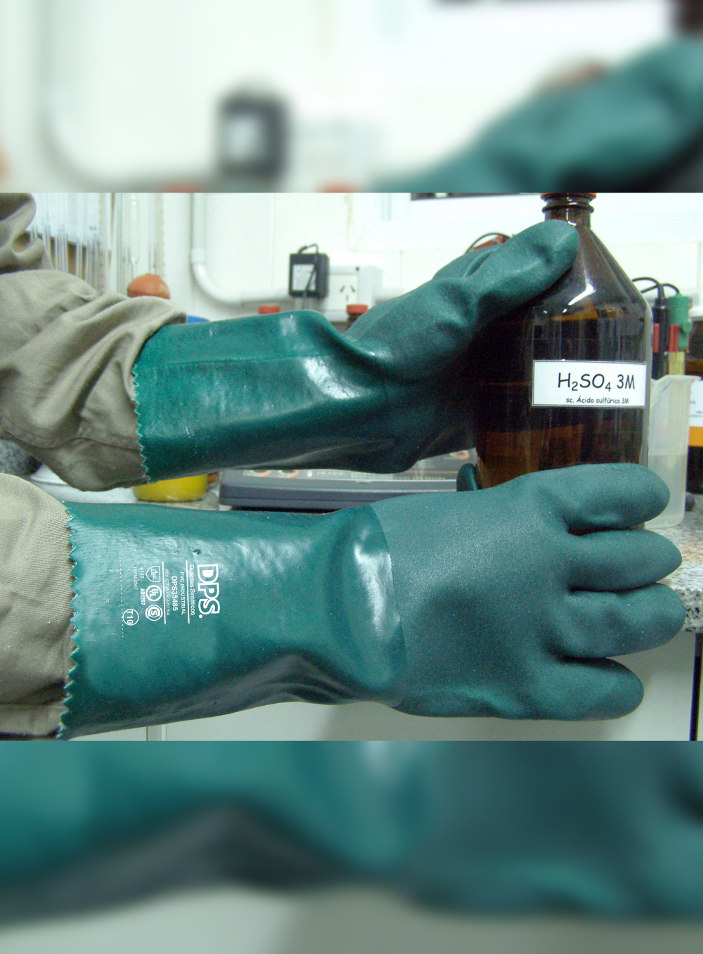 GUANTE PVC INDUSTRIAL VERDE GRANITADO 35CM DE PASCALE