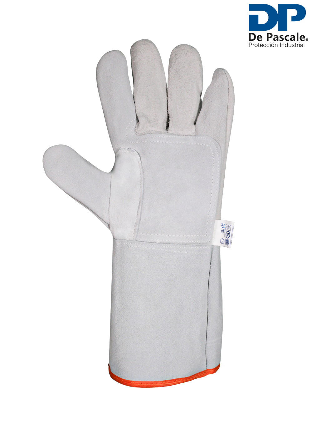 GUANTE AMERICANO DESCARNE GRIS PUÑO LARGO REFUERZO PISTOLA Y PONCHO DE PASCALE