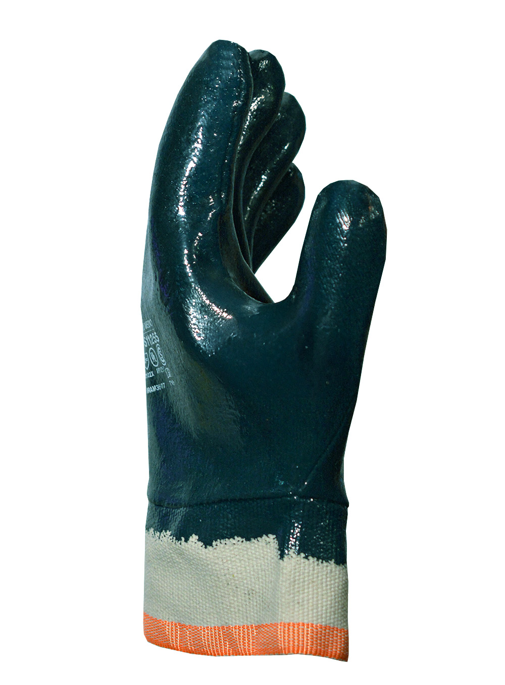 GUANTE NITRILO MEDIO BAÑO COMPLETO AZUL PUÑO DE LONA DE PASCALE