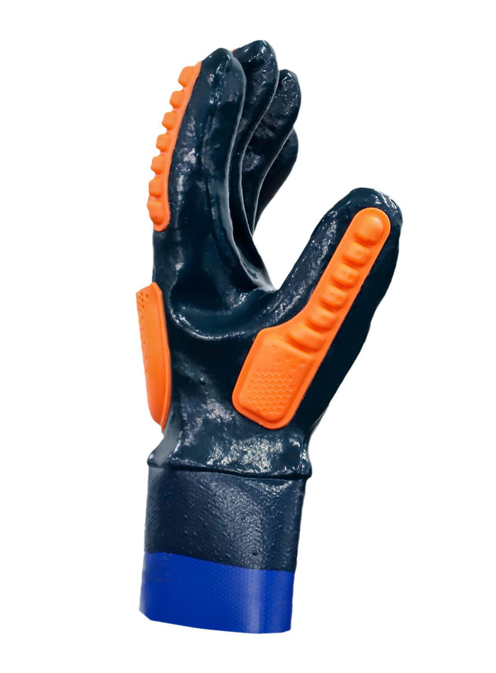 GUANTE NITRILO MEDIO BAÑO COMPLETO AZUL PUÑO DE LONA PVC AZUL CON TPR ANTI-IMPACTO DE PASCALE